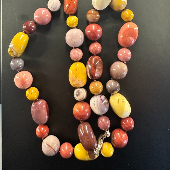 🌈 36” Mookaite Jasper Necklace – Polished Multicolor Natural Gemstone Beads - Picture 2 of 3